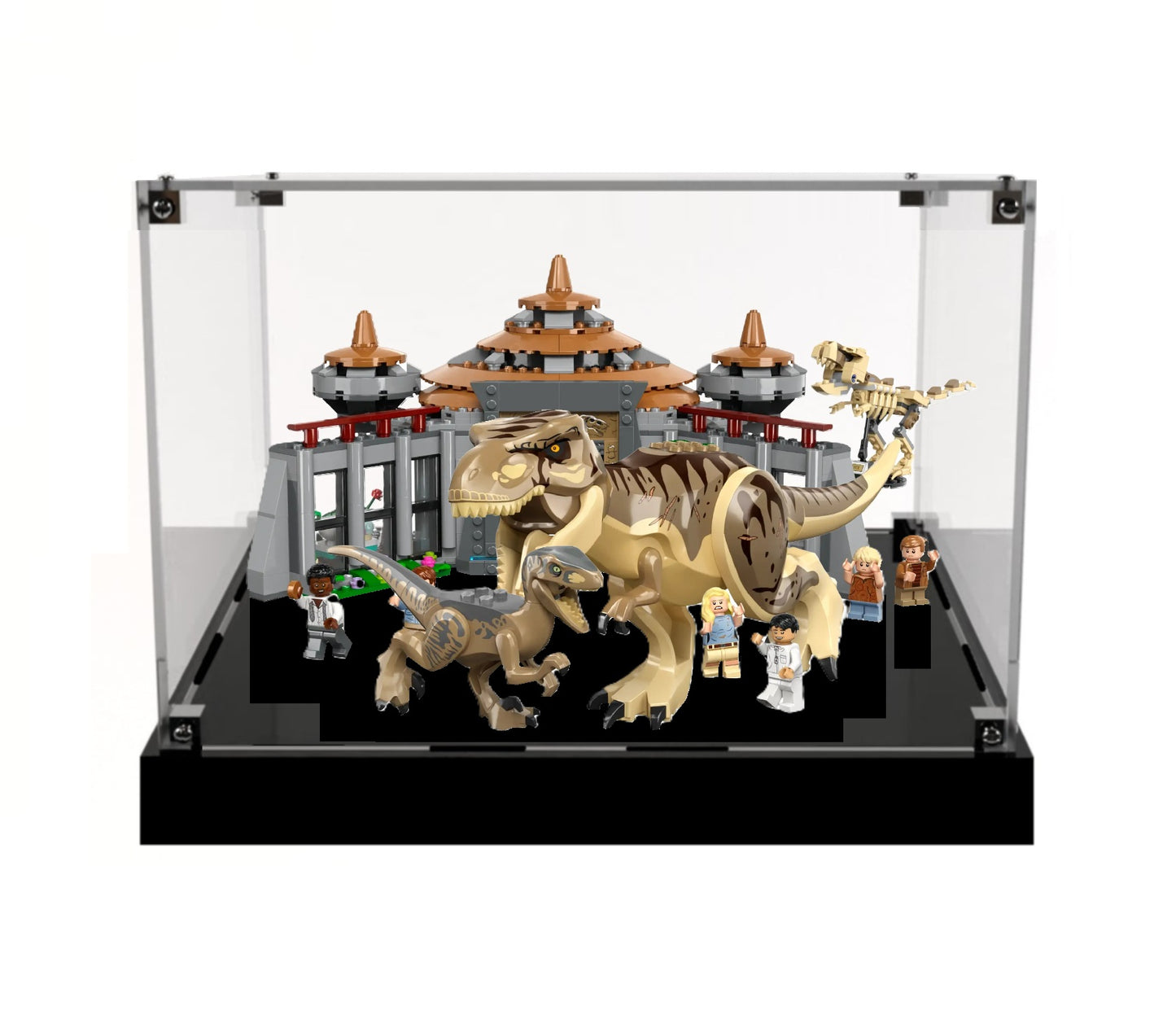 (76961) Visitor Center: T. rex & Raptor Attack LED Display Case