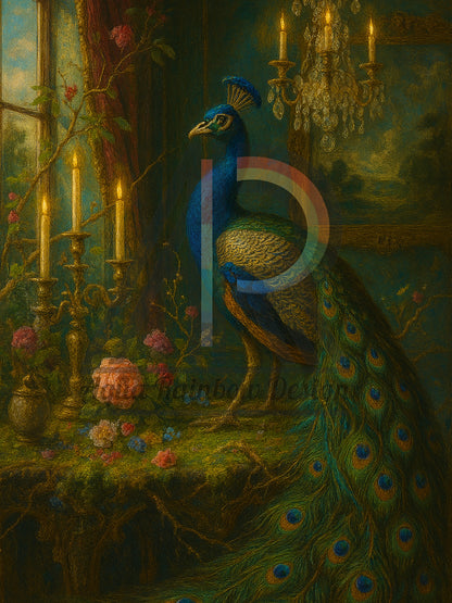 Peacock in Candlelit Reverie